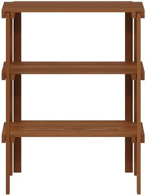 Furinno TIOMAN Plant Shelf, 3-Tier Plant Stand, Display Shelf, for Multiple Pot, Easy Toolless Assembly, Patio, Balcony, Garden, Natural - Image 6
