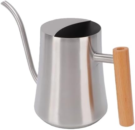 GOTOTOP Stainless Steel Watering Can, 1L Long Spout Indoor Watering Can with Wood Handle, Precise Pouring, Compact Metal Body for Houseplants Bonsai Flowers Balcony Garden (Sanding 1L) - Image 3