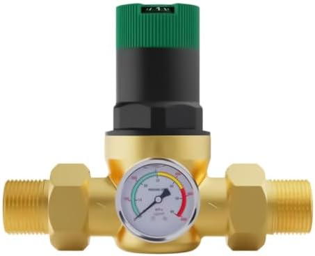 Water Pressure Reducer Brass Adjustable High-Pressure Reducing with Gauge by Unknown
