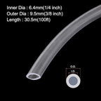 MECCANIXITY Clear PVC Tubing 1/4" ID 3/8" OD Plastic PVC Tube Flexible Water Hose 100ft for Industrial Tubing, Aquariums, 6.4mm x 9.5mm,with 2pcs Clamps - Image 2