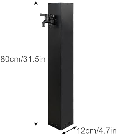 304 Stainless Steel Vertical Garden Water Column, Hose Stand with Copper Faucet, Decorative Hydrant Taps, Square Design with Hooks - Durable Outdoor Garden Decor (Black) - Image 2
