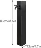 304 Stainless Steel Vertical Garden Water Column with Copper Faucet, Square Hose Stand, Decorative Hydrant Taps, Durable Garden Hooks (Black) - Image 2