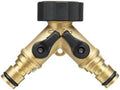 Garden Tap Splitter Brass 2/4 Way Faucet Water Splitter Y Type Garden Hose Splitter Watering Tap Connector Distributor for Outdoor Faucet for Outdoor (2 Way with Connector) by Unknown