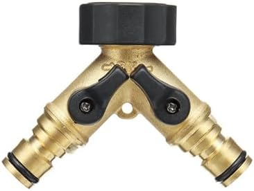 Garden Tap Splitter Brass 2/4 Way Faucet Water Splitter Y Type Garden Hose Splitter Watering Tap Connector Distributor for Outdoor Faucet for Outdoor (2 Way with Connector) by Unknown