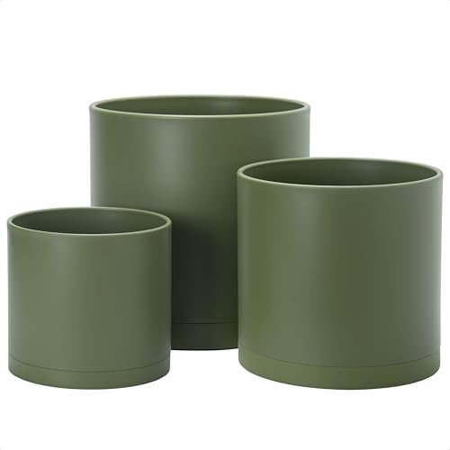 D'vine Dev 3-Pack Plastic Pots & Saucers, 8/10/12 in, Olive, 74-V-I-5 by DvineDevPlanterPotsandStand