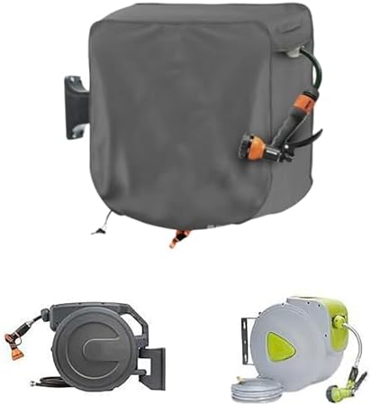 Garden Hose Reel Cover for VEVOR 130FT Wall Mounted Reel 2022–2026, Water Resistant Hose Reel Cart Cover for Wall Mounted & Retractable Hose Reels, Outdoor Protection Cover,B Grey by Unknown