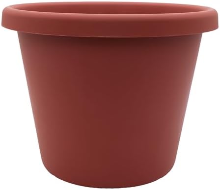 The HC Companies Classic Round Plastic Plant Pot w/Rolled Rim - Lightweight & UV Resistant Flower Pot for Herbs & More - Outdoor & Indoor Plant Pots w/Drainage (15.5 inch Clay, Pack of 1) by TheHCCompanies
