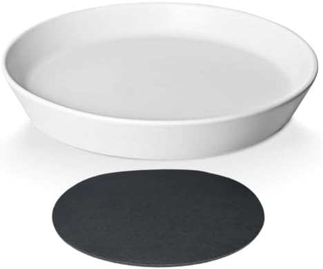 Ceramic Plant Saucer Tray 10 11 12 Inch White, 12.7" OD x11 ID x2 Deep| Round Sturdy Heavy Duty Glazed Bevel Planter Drip Flower pots with Catch Basin for Indoor Outdoor Plants by Unknown