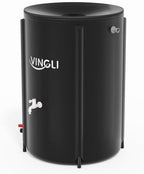 VINGLI Upgraded 100 Gallon Collapsible Rain Barrel, Portable Water Storage Collection System, Weather Proof Sturdy Tank Catcher Container with Filter Spigot Overflow Kit Black by VINGLI