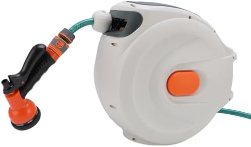Retractable Garden Hose Reel, Heavy Duty Plastic, Auto Rewind Water Hose Reel, 100 Feet with High Pressure Sprayer for Garden Irrigation and Car Washing (20m) - Image 5