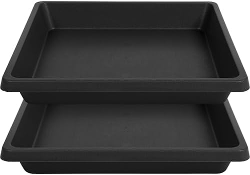 16 Inch 2 Pack Square Plant Saucer, Plant Saucers for Indoors, Large Heavy Duty Plastic Flower Plant Trays for Pots, Under Plant Water Catcher Tray for Potted Plants Outdoors (16"-Black) by Unknown