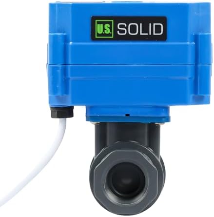 U.S. Solid 1/2 in UPVC Motorized Ball Valve, AC 110 V, 2-Wire Auto Return, Normally Closed, Standard Port 13.5 mm Bore, IP65 by USSolid