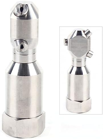 3/4" Portable Rotary Cleaning Nozzle with 3 Jet, Head Internal Thread Washing Nozzle 360° Rotating Stainless Steel Washing Spray Nozzle for Indoor/Outdoor Cleanings (1" Internal Thread) - Image 3
