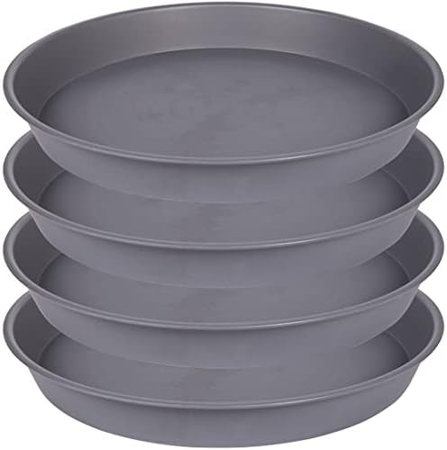 4 Pack of 18 19 inch Plant Saucer Round, Deep Plant Saucers for Pots, Heavy Duty Plastic Plant Drip Tray for Indoors Outdoor, Bird Bath Bowls, Plant Trays for Planter 17-20" (19 inch, Cement) by Bleuhome