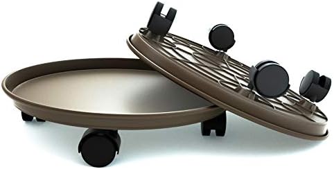 13 Inch Plant Caddy with Wheels, 2 Pack Heavy Duty Round Plant Dolly Tray, Rolling Plant Stand for Indoor Outdoor Use, Brown by Coadura