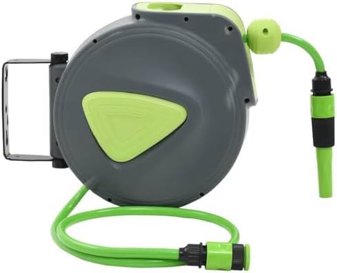 Automatic Retractable Water Hose Reel, 32.8ft Wall Mounted Garden Hose with 180 Degree Swivel Bracket, Spray Nozzle & Connector, Durable PVC Water Pipe for Lawn, Patio and Car Cleaning - Image 2