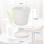 BUYMAX 5in Ceramic Flower Pots Set of 4 Plant Pot with Drainage Hole - Image 5