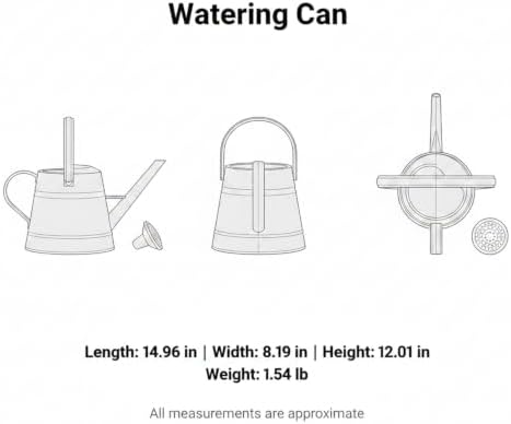 1 Gallon Plastic Watering Can with Long Spout & Dual Handles for Indoor Plants, Hanging Baskets - White, Yellow, Green, Gray - Image 7