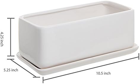MyGift White Ceramic Succulent Planter with Drainage & Saucer, 2 Pack - Image 5