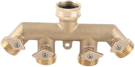GLOGLOW 4-Way Brass Faucet Manifold, Durable Brass Hose Splitter with Individual Shutoff Valves for Garden Watering and Irrigation Systems - Image 6