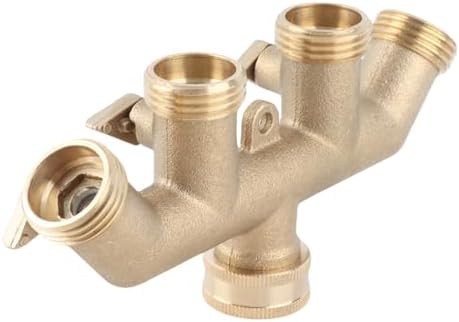 Aramox Brass 4-Way Garden Hose Splitter with G3/4 Thread and Ball Valve - Image 7