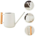 Xmas Indoor Watering Can 900ml White Iron Wood Long Spout - Image 4