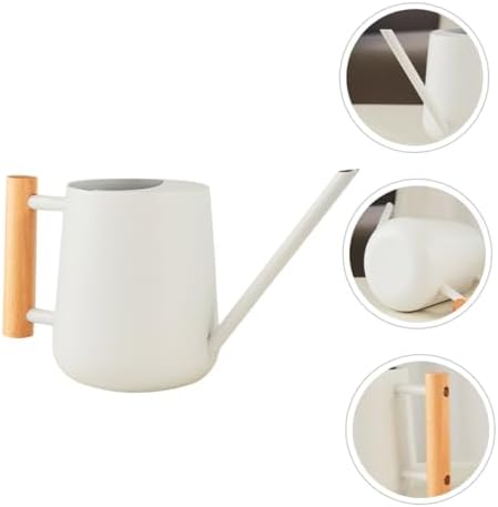 Xmas Indoor Watering Can 900ml White Iron Wood Long Spout - Image 4