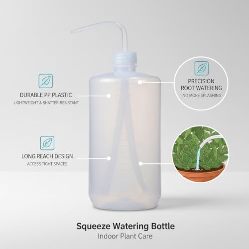 Squeeze Watering Bottle with Long Curved Spout for Indoor Plants, Succulents & Bonsai - Durable PP Plastic - Image 4