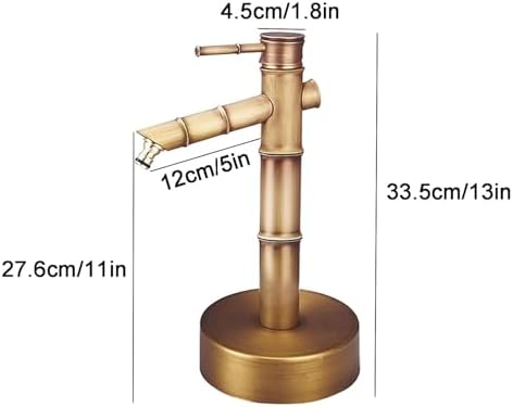 Outdoor Brass Water Column, Retro Bamboo Style Cold Water Tap, Brass Tap Post Adjustable Height Rust-Resistant Freezing for Backyard, Patio, Garden(Size:33.5cm/13in) - Image 2