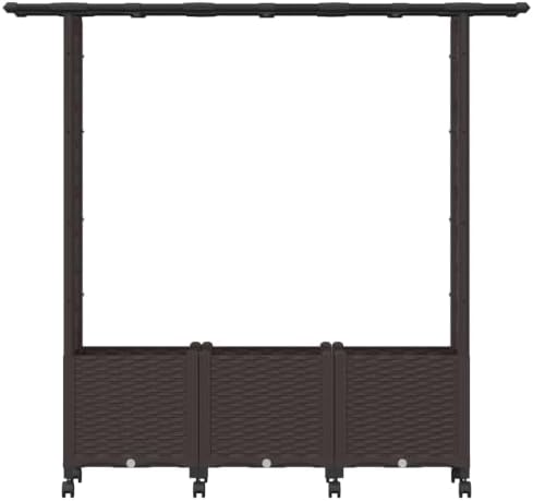 Raised Garden Bed with Trellis Roof Wheels Brown 64in - Image 4