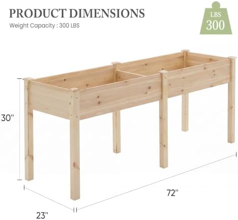 DUMOS 72x23x30 Inch Raised Garden Bed, Elevated Wood Planter Box with Legs - Image 5