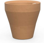 Crescent Garden TruDrop Rim Modern Self Watering Planter with Water Level Indicator, Indoor/Outdoor Weather-Safe Round Plant Pot, Grow Healthy Plants & Flowers - 26" W (Weathered Terracotta) by CrescentGarden