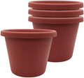 The HC Companies Classic Round Planter Pot, 8.5 Inch, Clay, 4-Pack by TheHCCompanies