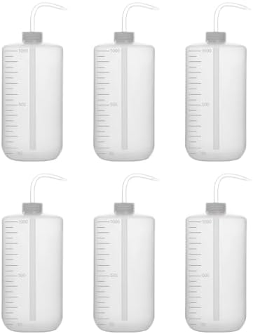 stonylab Chemical Wash Bottle, 6-Pack Plastic Safety Lab Squeeze Wash Bottle, LDPE with Narrow Mouth, 1000 ml / 6 Bottle by StonyLabScientific