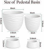White Terracotta Self Watering Plant Pots, 6 and 8 Inch with Saucers - Image 2