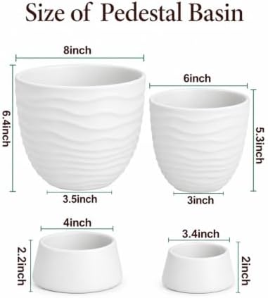 White Terracotta Self Watering Plant Pots, 6 and 8 Inch with Saucers - Image 2