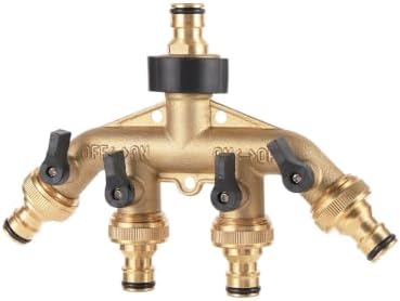 3/4 Inch Brass 4 Way Water Tap Splitter Garden Hose Manifold by Unknown