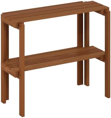 Furinno TIOMAN Plant Shelf, 2-Tier Plant Stand, Display Shelf, for Multiple Pot, Easy Toolless Assembly, Patio, Balcony, Garden, Natural - Image 5