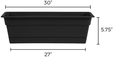 Bloem Dura Cotta 30" Plastic Window Box Planter with Saucer, Black, 3-Pack - Image 5