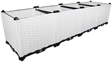 Hershii Garden Raised Bed Kits Rectangular Plastic Deepened Plant Containers Indoor Outdoor Vegetables Herbs Flowers Growing Planter Box - White - 61.41 X 15.35 X 14.96 Inches by FineLivingStartingwithaHome