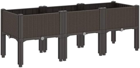 Elevated Garden Planter Box with Legs Rattan Look PP Brown - Image 5