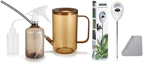 Watering Can Indoor Plants Small Watering Can Set w/Spray Bottle, Squeeze Bottle, Soil Moisture Meter(Amber) by ONEDONE