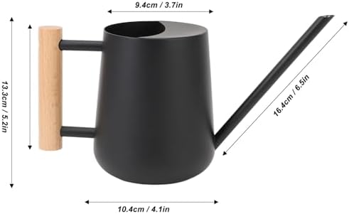 Indoor Watering Can with Long Spout, 16oz Metal Watering Can Plant Watering Can Mini Watering Can with Wood Handle for Indoor Plants, Bonsai Outdoor Garden Flower (Black) - Image 7