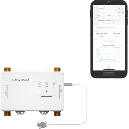 YoLink LeakStop 2-Channel for Washing Machine ONLY, Dual Auto Shutoff Valves & Leak Detection, Real-Time Monitoring, LoRa Long-Range, 2 AA Up to 5-Year Battery – Hub Required by YoLink