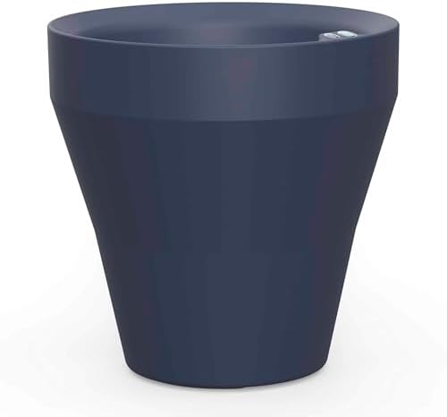 Crescent Garden TruDrop Rim Modern Self Watering Planter with Water Level Indicator, Indoor/Outdoor Weather-Safe Round Plant Pot, Grow Healthy Plants & Flowers - 18" W (Midnight) - Image 2