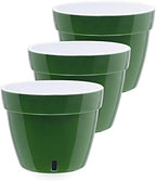 Gardenera 10.6" ASTI Self Watering Planter (Set of 3) in Green-Gold/White - Modern Flower Pot with Water Level Indicator for All House Plants, Flowers, Herbs, Succulents and Hanging Plants by Gardenera
