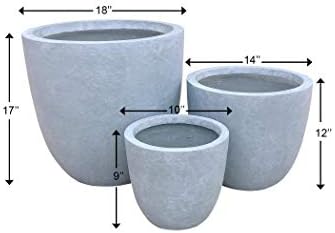 Kante Set of 3 Blue Gray Concrete Bowl Round Planters for Modern Home - Image 2