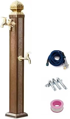 Outdoor Retro Post Faucet Freestanding Garden Hose Holder with Faucet & Spray Gun, Floor Mounted Water Tap Anti-Freezing Faucet Post for Garde(85cm/33.5in) by VOLDAX