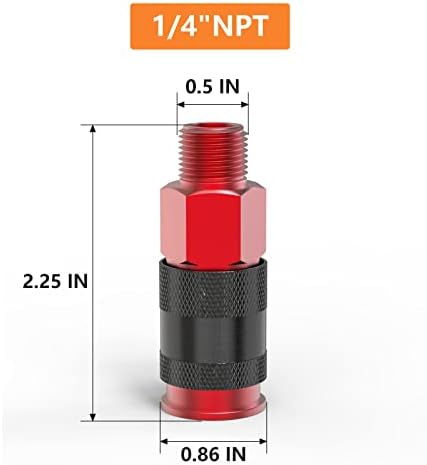 GASHER 12PCS Aluminium 1/4-Inch Male AMT Universal Air Coupler,1/4 Inch NPT Male Threads Size, Quick Connect Air Coupler - Image 2