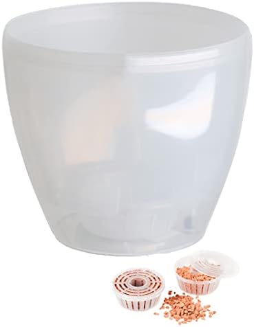 DECOPOTS - Self Watering Planter - Indoor Decorative Flower Pot with Drainage Cartridge and Water Level Indicator (Diameter 11.2", Transparent) by DecoPots-SelfWateringPots